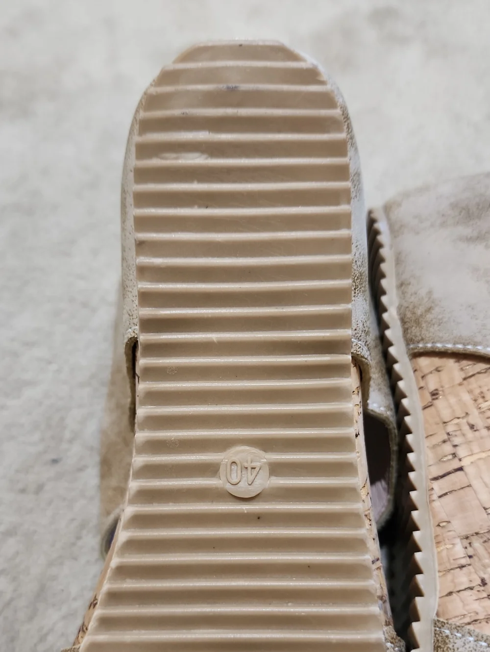 NWT.Taupe Studded Wedge Slide Sandals with Zip Detail - Women
